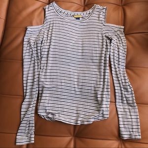 Aeropostale Open Shoulder Striped Long Sleeve